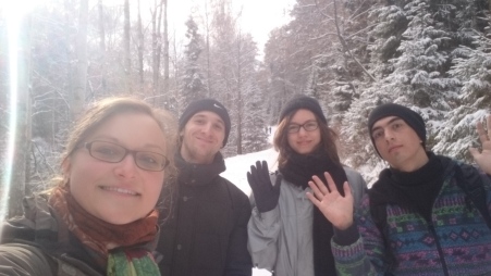 With Anton and friends on the way to Stolby - hello Winter!